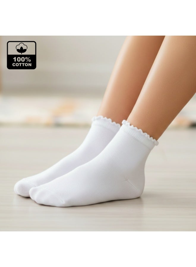 بيير دونا جوارب طويلة للبنات عبوة 6 قطع – أبيض | مزيج قطن ناعم | قابلة للتنفس ومرنة لراحة فائقة | للمدرسة والاستخدام اليومي | العمر 7–9 سنوات - Image 3